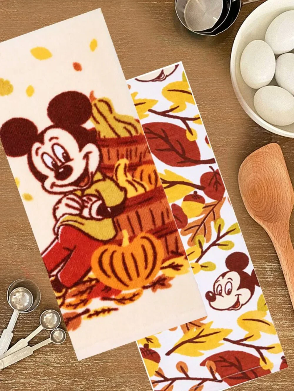 Disney Mickey Minnie Fall Kitchen Towels 2 Pack Pumpkin Autumn 15x26